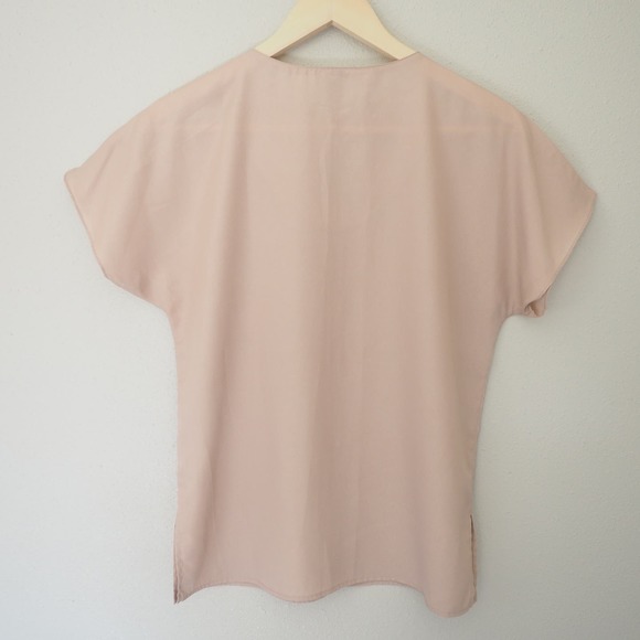 Vintage Anne Klein Shimmer Gold Blouse Keyhole Neck Short Sleeve Summer Top‎ S/M - Picture 4 of 7